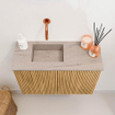 Mondiaz JOYA-DLUX 60cm toiletmeubel - kleur Oak - Wastafel FAYE positie Links Zonder kraangat kleur Saba. SW1424171