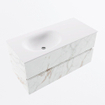 Mondiaz VICA ensemble de meuble de salle de bain - 100cm - meuble sous-vasque carrara - 2 tiroirs - lavabo moon gauche - 1 trou de robinet - version haute de 60cm - talc SW1083449