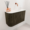Mondiaz JOYA 61.6cm toiletmeubel - ronding links kleur Shadow - Wastafel FAYE positie Rechts Zonder kraangat kleur Talc. SW1421421
