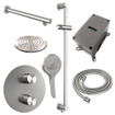 BRAUER Brushed Edition thermostatische Inbouw Regendouche - 3-weg - rond - set 91 - 20cm hoofddouche - rechte muurarm - 3-standen handdouche - doucheslang - geïntegreerde glijstang - RVS geborsteld PVD SW1159169