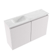 MONDIAZ TURE-DLUX Meuble de toilette 80 cm Cale. EDEN vasque Opalo position gauche. Avec 1 trou de robinet. SW1104233