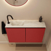 MONDIAZ TURE-DLUX Meuble toilette - 80cm - Fire - EDEN - vasque Ostra - position gauche - 1 trou de robinet SW1104833