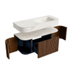 MONDIAZ THOR-DLUX 110cm badmeubel ronding links + rechts kleur Walnut met 1 lade en 2 deuren. Vrijhangende wastafel CLOUD Rechts 1 kraangat kleur Ostra. SW1462780