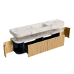 MONDIAZ THOR-DLUX Meuble de salle de bains - 190cm - arrondi gauche + droite - couleur Oak - 2 tiroirs - 2 portes - Vasque suspendue CLOUD centrale 1 trou de robinet couleur Frappe SW1466348