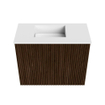 Mondiaz JOYA 50cm toiletmeubel - kleur Walnut - Wastafel FAYE positie Links Zonder kraangat kleur Talc. SW1421261