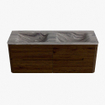 Mondiaz CIRO-DLUX Badkamermeubelset - 130x45x50cm - Solid surface wastafel Sombra - 2 wasbak Dubbel - zonder kraangaten - 4 lades - Walnut SW1530751