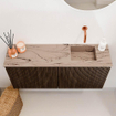 Mondiaz JOYA-DLUX 90cm toiletmeubel - kleur Walnut - Wastafel FAYE positie Rechts Zonder kraangat kleur Arena. SW1424342