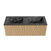 MONDIAZ KURVE-DLUX 120cm Meuble salle de bain - couleur Oak - 1 tiroir - vasque LEAF double - 2 trous de robinet - couleur Lava SW1137188