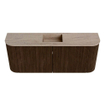 Mondiaz JOYA-DLUX 103.2cm toiletmeubel - ronding links en rechts kleur Walnut - Wastafel FAYE positie Midden Zonder kraangat kleur Saba. SW1424697