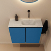 MONDIAZ TURE-DLUX Meuble toilette - 60cm - Jeans - EDEN - vasque Opalo - position droite - sans trou de robinet SW1104330