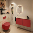 MONDIAZ TURE-DLUX Meuble toilette - 100cm - Fire - EDEN - vasque Frappe - position gauche - 1 trou de robinet SW1102809