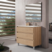 Adema Chaci PLUS Wastafelonderkast - 100x86x46cm - 3 lades - Geintegreerde greep - MFC - eiken (hout) SW1212803