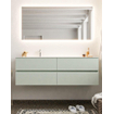 Mondiaz VICA ensemble de meuble de salle de bain - 150cm - meuble sous-vasque gris - 4 tiroirs - lavabo cloud gauche - 1 trou de robinet - miroir LED - version XL 60cm de haut SW1098170