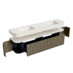MONDIAZ THOR-DLUX 200cm meuble de salle de bains arrondi gauche + droite couleur Shadow avec 2 tiroirs et 2 portes. Vasque suspendue CLOUD Double 2 trous de robinet couleur Ostra. SW1467051
