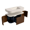 MONDIAZ THOR-DLUX 100cm meuble de salle de bains arrondi gauche + droite couleur Walnut avec 1 tiroir et 2 portes. Vasque suspendue CLOUD Milieu 1 trou de robinet couleur Meli. SW1467475