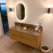 Mondiaz CIRO-DLUX Ensemble de meubles de salle de bains - 140x45x50cm - Vasque en solid surface Oza - 1 lavabo à gauche - 1 trou de robinet - 4 tiroirs - Chêne SW1531117