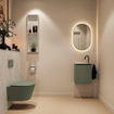 MONDIAZ TURE-DLUX Meuble toilette - 40cm - Army - EDEN - vasque Opalo - position gauche - 1 trou de robinet SW1104185