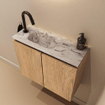 MONDIAZ TURE-DLUX Meuble toilette - 60cm - Washed Oak - EDEN - vasque Glace - position gauche - 1 trou de robinet SW1103627