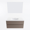 Mondiaz VICA ensemble de meuble de salle de bain - 100cm - meuble sous-vasque fumée - 2 tiroirs - lavabo denia milieu - 1 trou de robinet - couleur Blanc Brillant - miroir LED - version XL 60cm haut SW1092010