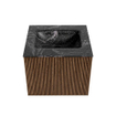 MONDIAZ KURVE-DLUX 50cm Meuble salle de bain - couleur Walnut - 1 tiroir - vasque GRUNNE centre - 1 trou de robinet - couleur Lava SW1137189