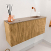 Mondiaz JOYA-DLUX 90cm meuble de salle de bains - couleur Oak - Vasque FAYE position Droite Sans trou de robinet couleur Arena. SW1423875