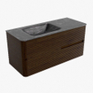 Mondiaz CIRO-DLUX Ensemble de meubles de salle de bains - 110x45x50cm - vasque solid surface Lava - 1 lavabo à gauche - 1 trou de robinet - 2 tiroirs - Noyer SW1530135