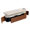 MONDIAZ THOR-DLUX 200cm meuble de salle de bains arrondi gauche + droite couleur Ruby avec 2 tiroirs et 2 portes. Vasque suspendue CLOUD Droite sans trou de robinet couleur Meli. SW1467116