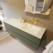 Mondiaz VICA-DLUX ensemble de meuble de salle de bain - 150cm - meuble sous-vasque armée - 2 tiroirs - lavabo encastré cloud droite - sans trous de robinet - version haute de 60cm - opalo SW1090189