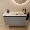 MONDIAZ TURE-DLUX meuble WC 80 cm Smoke. EDEN lavabo Glace position droite. Avec 1 trou de robinet. SW1103566
