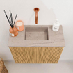 Mondiaz JOYA-DLUX 50cm toiletmeubel - kleur Oak - Wastafel FAYE positie Midden Zonder kraangat kleur Saba. SW1424144