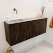Mondiaz JOYA-DLUX 100cm meuble de toilette - couleur Walnut - Vasque FAYE position Gauche Sans trou de robinet couleur Glace. SW1422401