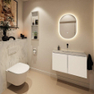 MONDIAZ TURE-DLUX Meuble toilette - 80cm - Talc - EDEN - vasque Opalo - position centrale - sans trou de robinet SW1104126