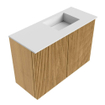 Mondiaz JOYA 60cm toiletmeubel - kleur Oak - Wastafel FAYE positie Rechts 1 kraangat kleur Talc. SW1421097
