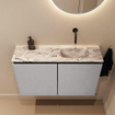MONDIAZ TURE-DLUX Meuble toilette - 80cm - Plata - EDEN - vasque Glace - position droite - sans trou de robinet SW1103437