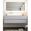 Mondiaz VICA ensemble de meuble de salle de bain - 150cm - meuble sous-vasque cale - 2 tiroirs - lavabo cloud gauche - sans trou de robinet - miroir LED - version XL 60cm de haut SW1097832