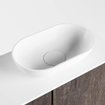 Mondiaz Fowy Meuble de toilette - 60x50x23cm - marron foncé mat - 1 trou de robinet - lavabo à droite - 2 portes - solid surface - plan Mélamine - lavabo : blanc SW761355