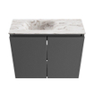 MONDIAZ TURE-DLUX Meuble toilette - 60cm - Dark Grey - EDEN - vasque Glace - position gauche - sans trou de robinet SW1103210