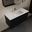 Mondiaz AIVY Ensemble de meuble - 100x45x50cm - 1 trou de robinet - 1 vasque talc céramique - Centre - 2 tiroirs - avec armoire de toilette - MDF Urban SW892372