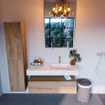 MONDIAZ ALAN - DLUX Badkamermeubelset - 110cm - onderkast - Washed Oak - 1 lade - vrijhangende wastafel - wasbak rechts - 1 kraangat - Ostra SW809097