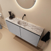 MONDIAZ TURE-DLUX Meuble toilette - 100cm - Plata - EDEN - vasque Glace - position centrale - sans trou de robinet SW1103457