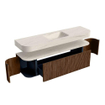 MONDIAZ THOR-DLUX 170cm badmeubel ronding links + rechts kleur Walnut met 1 lade en 2 deuren. Vrijhangende wastafel CLOUD Midden zonder kraangat kleur Meli. SW1465841