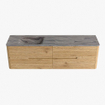 Mondiaz CIRO-DLUX Badkamermeubelset - 170x45x50cm - Solid surface wastafel Sombra - 1 wasbak Links - zonder kraangaten - 4 lades - Oak SW1531290