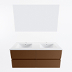 Mondiaz VICA ensemble de meuble de salle de bain - 120cm - meuble sous-vasque repos - 4 tiroirs - lavabo denia double - 2 trous de robinet - couleur Blanc Brillant - miroir LED - version XL 60cm de haut SW1091983