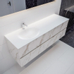 Mondiaz VICA ensemble de meuble de salle de bain - 150cm - meuble sous lavabo carrara - 4 tiroirs - lavabo moon gauche - 1 trou de robinet - version XL 60cm de haut SW1090299