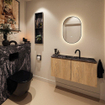 MONDIAZ TURE-DLUX Meuble toilette - 100cm - Washed Oak - EDEN - vasque Lava - position centrale - 1 trou de robinet SW1104101