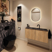 MONDIAZ TURE-DLUX meuble WC 100 cm Washed Oak. Lavabo EDEN Lava position centrale. Avec 1 trou de robinet. SW1104101