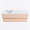 MONDIAZ VICA Ensemble meuble de salle de bains - 130cm - meuble bas rosee - 4 tiroirs - lavabo cloud gauche - 1 trou de robinet - version haute 60cm - talc SW1083323