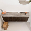 Mondiaz JOYA-DLUX Meuble de salle de bains - 111,6cm - arrondi gauche couleur Walnut - Vasque FAYE position Droite 1 trou de robinet couleur Oza SW1424630