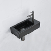 FugaFlow Efficiente Pietra Fonteinset - 37.5x18.5x9cm - keramiek - kraangat rechts - fonteinkraan gunmetal - afvoerplug - verlaagd sifon - Mat Zwart SW1442209