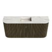 Mondiaz JOYA-DLUX Meuble de salle de bains 93.2cm - arrondis gauche et droite couleur Shadow - Vasque FAYE position Milieu Sans trou de robinet couleur Ostra SW1423036